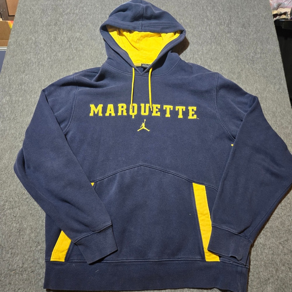 Nike Jordan Marquette University Hoodie Mens XL Blue Yellow Jumpman NCAA Y2K